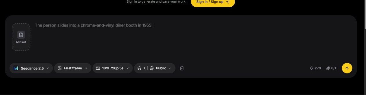 Choose clip length and generate in the 1955 AI workspace
